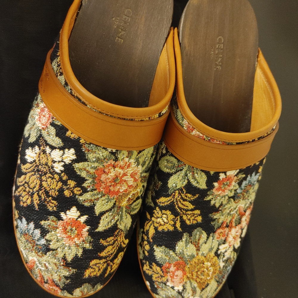 Stunning Celine Floral Jacquard Clogs Sz 40 - Picture 5 of 5